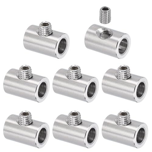 sourcing map 8 clip per funi metalliche, diametro interno 7 mm, diametro esterno 12 mm, morsetti per cavi a foro singolo, chiusure di sicurezza in acciaio inossidabile 304 con viti M6 per sartiame