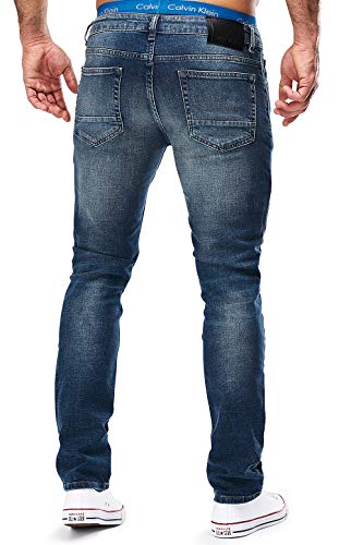 Merish Jean en denim stretch pour homme Coupe ajustée - Bleu - 32W x 30L - Image 4