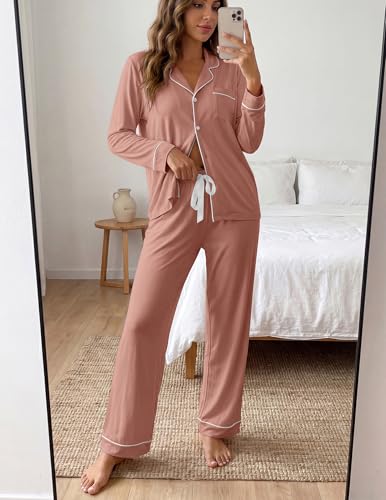 Image of ZMJ Womens Pajamas Sets 2 Piece Long Sleeve and Pant Pj Sets Button Up Sleepwear
