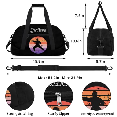 Karate Taekwondo Custom Sports Gym Bag for Girls Boys, Overnight Duffel Bags Cheerleader for Kids Personalized Dance Bag, Gymnastics Duffel Bag2