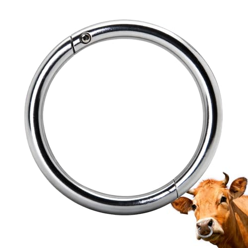 Bull Nose Rings Stainless Steel Cattle Nose Rings for Bulls and Cows Farm Animal Tool for Livestock Management and Animal Care (L)