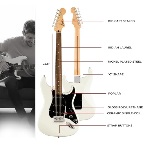 Image of Fender FSR Squier Sonic Stratocaster, Laurel Fingerboard, Black Pickguard, Arctic White