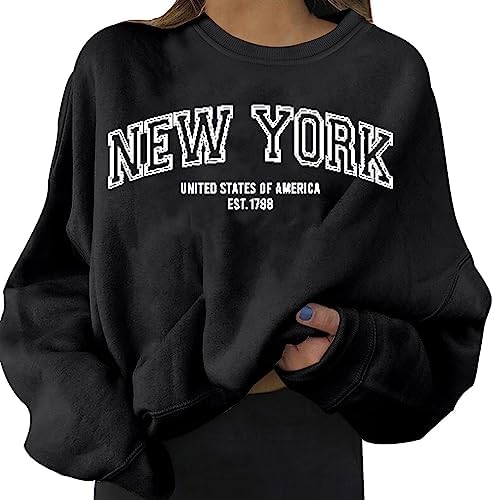 Felpe pullover da donna Comfort Brooklyn tinta unita abiti alla moda girocollo girocollo vestibilità ampia manica lunga college top workou felpe alla moda 2024 paese autunno, Beige, S Felpe pullover da donna Comfort Brooklyn tinta unita abiti alla moda girocollo girocollo vestibilità ampia manica lunga college top workou felpe alla moda 2024 paese autunno, Beige, S