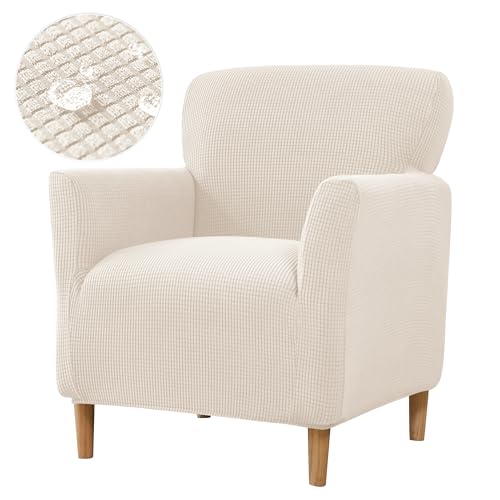 GOSTADY Jacquard Banquet Armchair Slipcovers Waterproof Chair Covers Armchair 1-Piece Stretch Chair Covers for Living Room Nonslip Outdoor Armchair CoverPets Friendly Furniture Protector,Beige