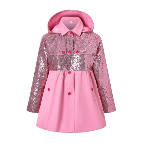Image of Betusline Girl's Single Breasted Trench Coat Hooded Dress Coat Outerwear, 2-14 Years