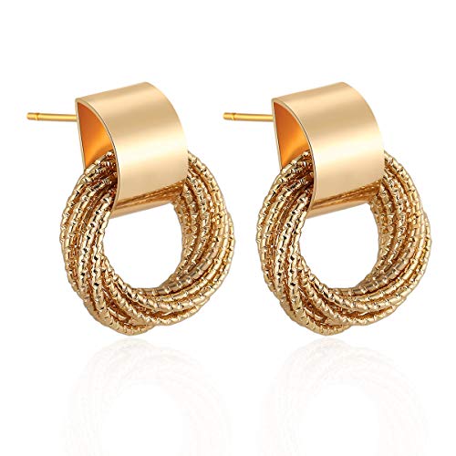 eQis14K Gold Colored ER22 LightweightSterling Silver Thick Love Knot Post Earrings