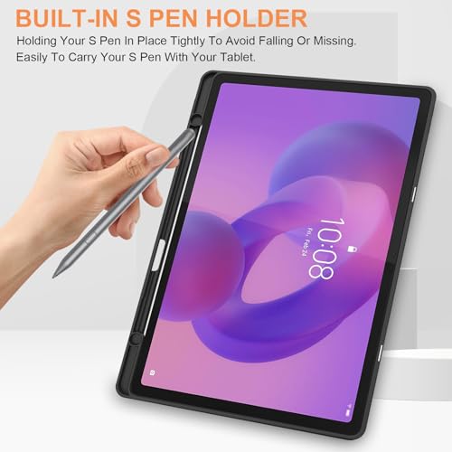 Vakarey Hülle für Lenovo Idea Tab Plus 12.1 Zoll Mit Stifthalter Ultra Dünn Intelligente Schutzhülle,Schwarz