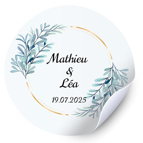 Stickers Mariage Personnalisés – Prénoms & Date – Autocollants Décoratifs pour Invitations, Cadeaux & étiquettes Décorations