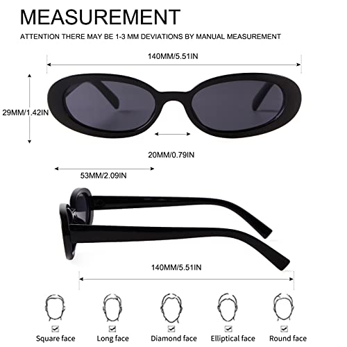 ADE WU Retro Oval Sunglasses 90s Vintage Narrow Small Tiny Oval Sun Glasses Black Tortoiseshell Frame4