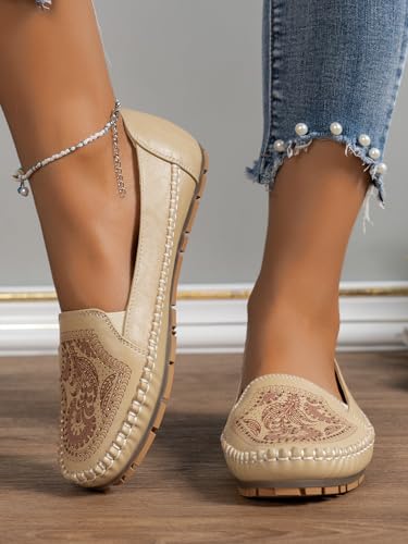 Image of Loafers for Women Leather Business Casual Shoes Comfortable Lightweight Penny Loafers Slip On Work Flats Moccasins Driving Boat Shoes
