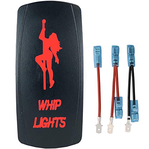 QUNQI STAR 5 pin Laser Backlit Rocker Switch WHIP LIGHTS 20A 12V On/off LED Light Toggle Switch (Red)