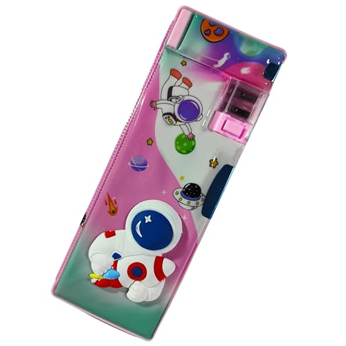 Image of ZAFCO Magnetic Astronaut Pencil Box with Sharpner Large Capacity Space Theme for Kids Boys Girls School Going Children Stationaries Organizer Birthday Return Gift School Supplies (Pack of 1)