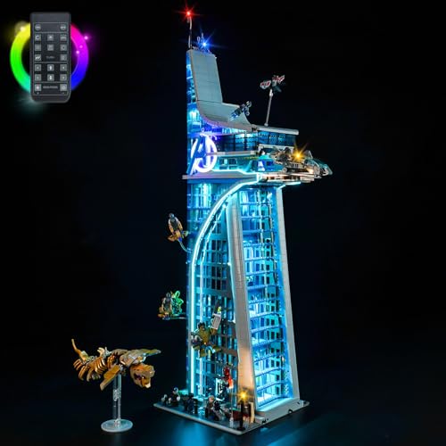 LocoLee Licht Kompatibel mit Lego Avengers Tower, Led Beleuchtungs Compatible with LEGO 76269 Marvel Avengers Tower - Nur Lichter Set, Kein Modell (Fernbedienung Version)