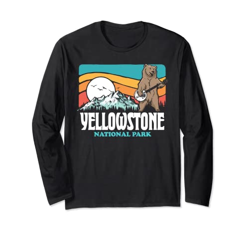 Yellowstone National Park Mountains Banjo Bear Funny Manche Longue