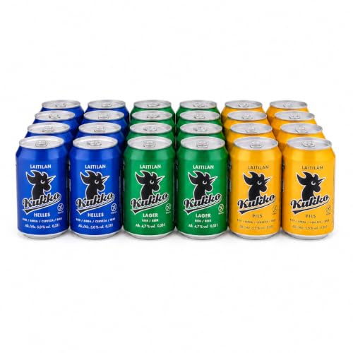 Kukko Glutenfreies Tasting Pack: Lager Pils & Helles Premium finnisches Craft-Bier mit sanftem knackigem und weichem Geschmack für anspruchsvolle Genießer 24 × 0 33 L Dosen
