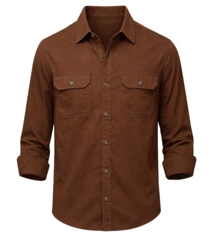 IndoPrimo Men's Cotton Shirt with Stylish Flap Pockets Full Sleev...