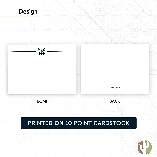 Image of Desert Cactus United States Navy US 10 Pack Notecards Stationery Cardstock Includes Envelopes Memo Party Thank You (Notecard Design 2)