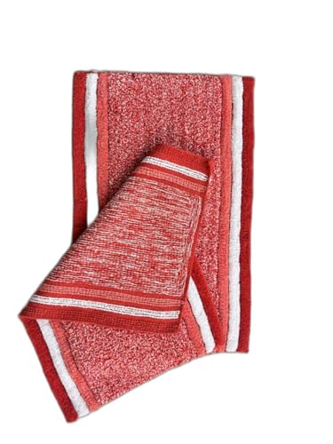 Image of My Home Cotton Door Bath Mat Super Soft Non Slip Mats for Bathroom, Door,Large, Pack of 2 (Orange Luxury)