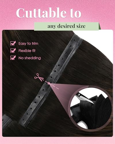 Image of YoungSee 100g Butterfly Weft Hair Extensions Dark Brown Ombre Medium Brown, Balayage Human Hair Butterfly Weft Extensions with Micro Beads, OVO Wefts Real Human Hair for Women 18 Inch