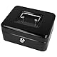 Westcott Geldkassette abschließbar (20 cm) Schwarz | Abschließbare Box aus Stahlblech mit 2 Schlüsseln | Herausnehmbare Einlage für Münzen mit 3 Fächern | E-51001 BLACK
