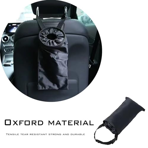 Image of 1 Pack 2 Pcs Hanging Car Trash Can, Car Trash Bags With Storage Pockets, Car Organizers And Washable Fits For Most Car, Suvs. （Black）