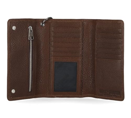 Harley-Davidson Men's Genuine Leather Iconic B&S Eagle Trucker Wallet - Brown2