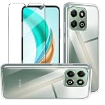 HuiYouMY 2-in-1 Case Compatible with Honor X6B Cover with 1 Pack Tempered Glass Screen Protector for Honor X6B, Slim Fit Soft TPU Shockproof Anti-Scratch Phone Case Cover - Clear