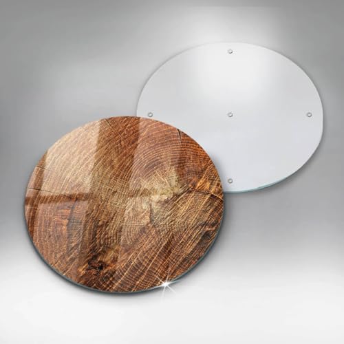 Planche à découper induction Wallfluent 30cm avec décor pot d'arbre à bois rustique - 5