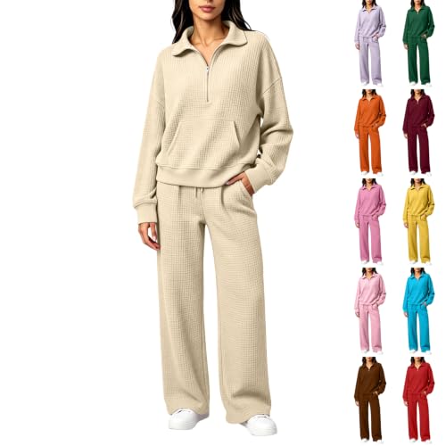 eoeioa Waffle Knit Lounge Set 2 Piece Women Casual Cute Fall Outfits 2026 - image 1