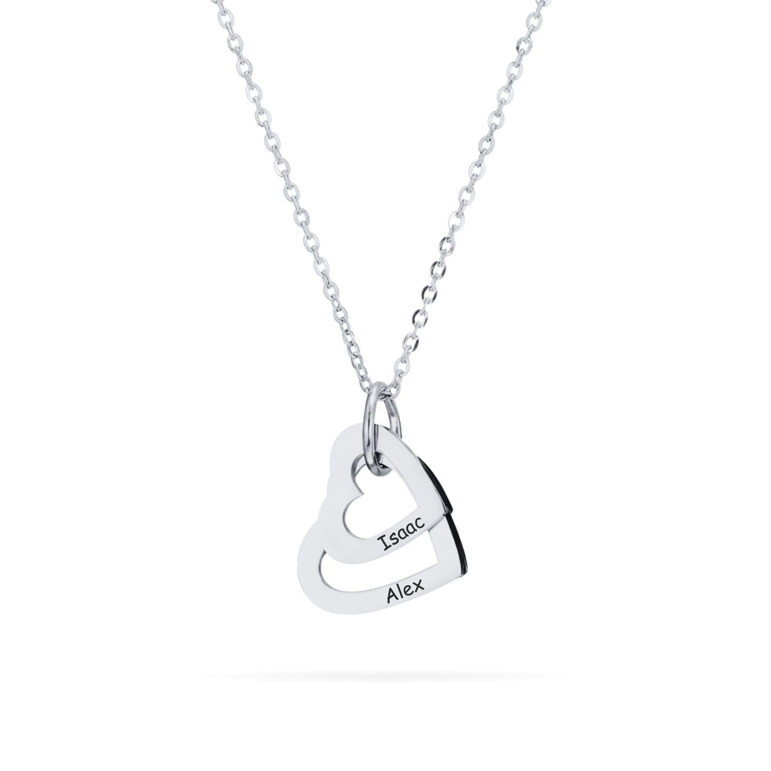 Collar Corazón Personalizado en Plata de Ley 925 – De 1 a 4 Corazones Grabados con Nombre – Regalo para Mamá, Abuela o Enamorados – Hecho en España por Doble Aro