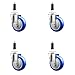 Service Caster Brand 4 Inch 316 Stainless Steel Light Duty Swivel Expanding Stem Caster Set of 4 Blue Polyurethane Caster Wheels and 3/4? Stem?1,400lbs. Total Cpty?Casters
