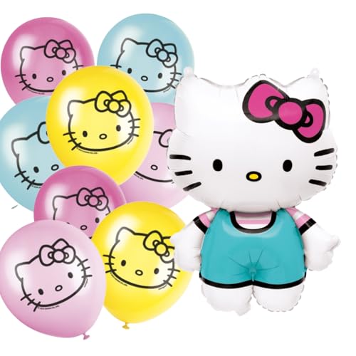 Hello Kitty Balloon Set – 25" Jumbo Hello Kitty Balloon + 8pcs 12" Balloons – Hello Kitty Birthday Party Decorations & Supplies for Girls, Kids, and Themed Parties