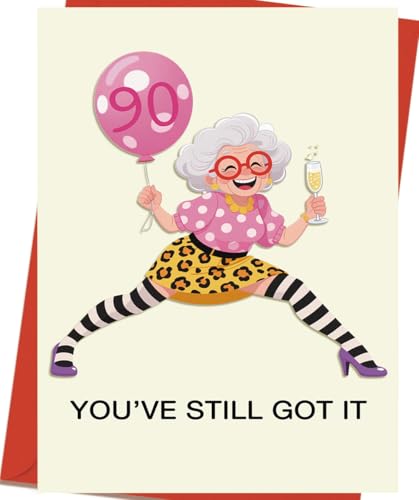 Happy 90th Birthday Card for Women, Unique 90 Year Old...