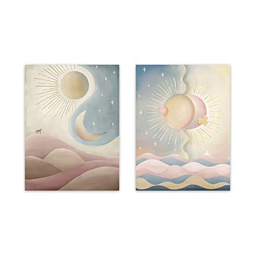 Affiches et impressions photos nordiques soleil lune sur toile
