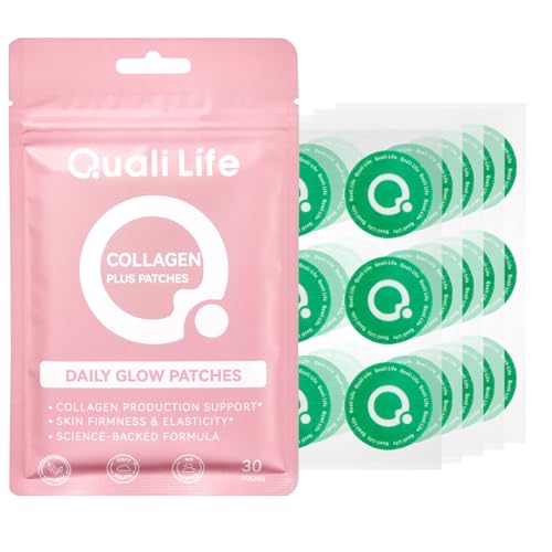 QualiLife Collagen Patches for Women - Support Skin Elasticity Hydration & Firmness - Patches for Smooth Youthful Skin & Active Lifestyles - 30 Count