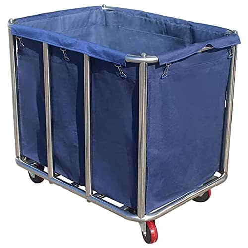Carro para la colada grande comercial de acero inoxidable con ruedas, para pinzas de la ropa en el hogar, hoteles, 400 L, capacidad de carga de 120 kg, 90 x 65 x 80 cm (azul) Cover