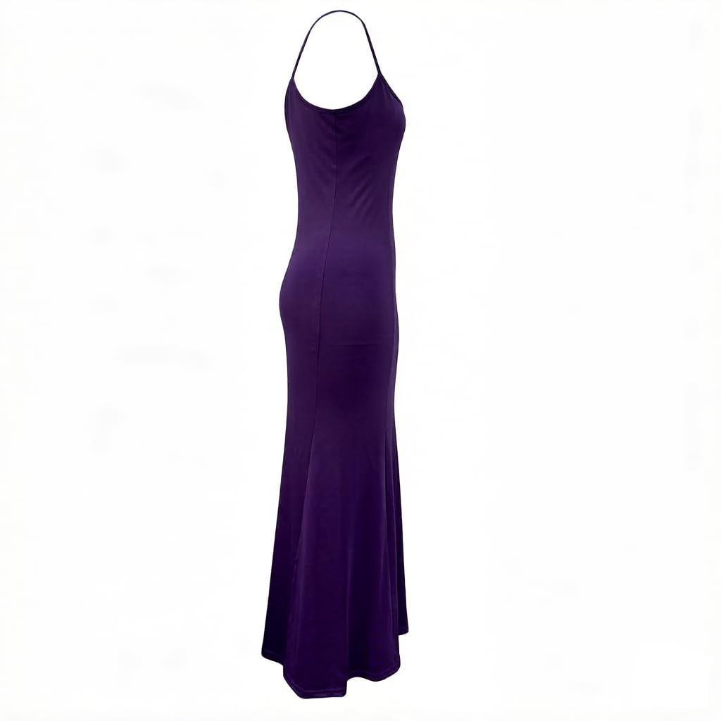 Maxi abito da donna sensuale casual, elegante, senza maniche, con schiena scoperta, aderente