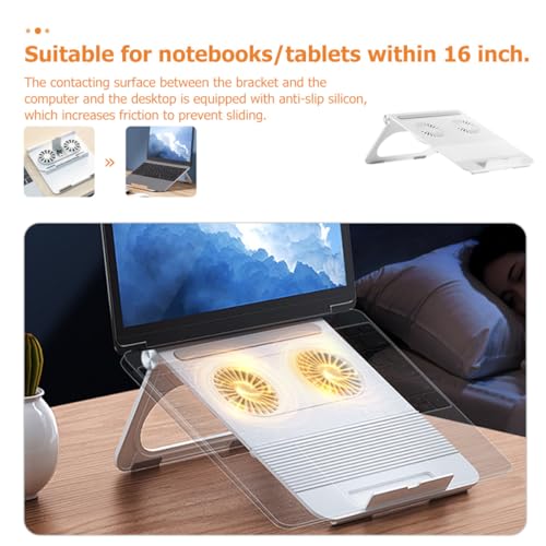 Base para laptop didiseaon con ventiladores duales ajustable blanca miniatura 2