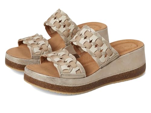 Clarks Women's Kassanda Mule Wedge Sandal, Metallic Combi Leather, 8