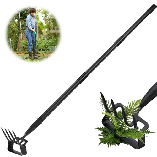 Garden Hoe for Weeding, 73 inch Long Handle Stirrup Hoe Garden Tool Heavy Duty Manual Weeders Scuffle Cultivator Hoe for Digging, Loosening Soil