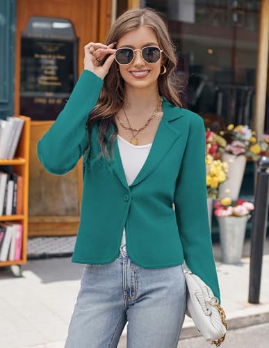 Image of GRACE KARIN Women Sweater Blazer Casual Work Croppped Cardigan Lightweight Button Front Short Knit Blazer Jacket S-XXL