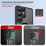 Dizn Magnetyczne etui na telefon Samsung Galaxy S25 Ultra z funkcją i 2 folią z hartowanego szkła, magnetyczne etui z paskiem, matowe przezroczyste etui na telefon, ochrona według standardu