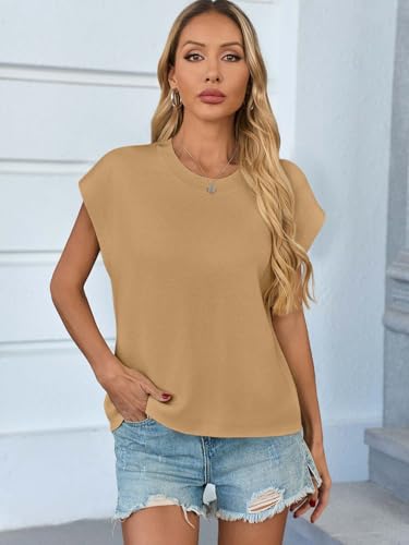 Image of GREAIDEA Womens Sleeveless Sweater Vest Crewneck Cap Sleeve Knit Tops Trendy 2026 Summer Spring Business Casual Shirts