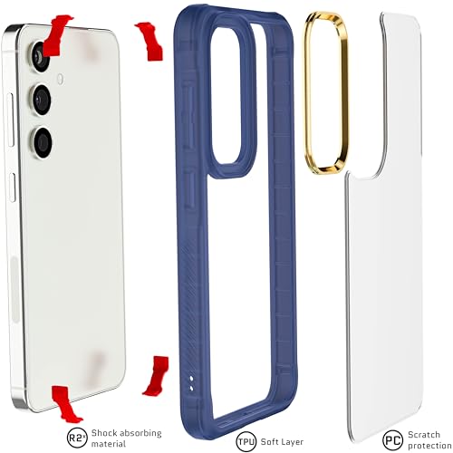 Image of Ghostek Covert Samsung Galaxy S24 Case Clear with Military Grade Shockproof Protection, Non-Slip Grip, Protective Silicone Phone Cover Designed for 2024 Galaxy S24 (6.2 inch) (Blue)