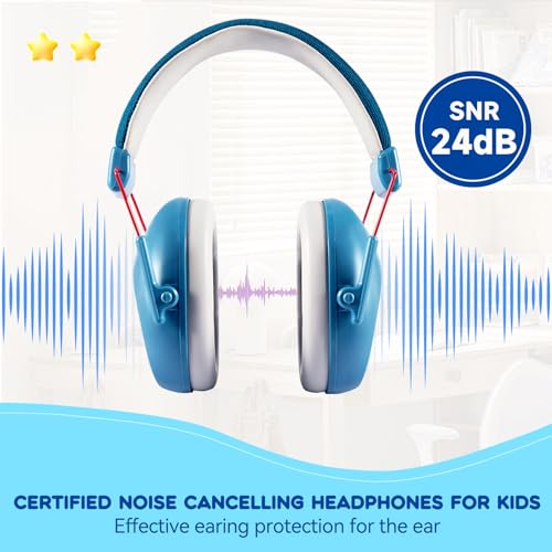 Dison Noise Cancelling Headphones for Kids, Kids Ear Protection NRR 26dB Noise Reduction Ear Muffs for Concerts, Fireworks, Shooting Blue by Dison - Used condition - Image 4