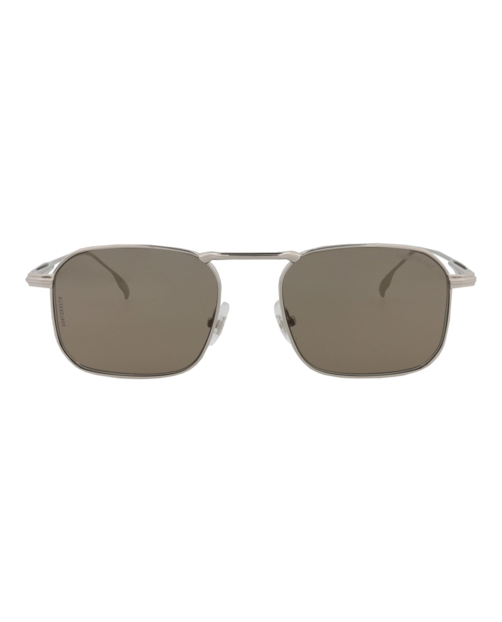 MONTBLANC Męskie okulary przeciwsłoneczne MB0218S-003 53, metalowe, srebrne, brązowe, Silver-Silver-Brown, 53
