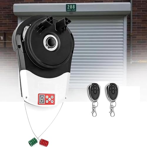 Automatic Roll Up Door Opener Motor Automatic Roll Up Door Opener Motor with 2 Remote, Auto Garage Roller Door Motor Gate Opener Roller Shutter Built-in Motor for Garage Warehouse Store Barn
