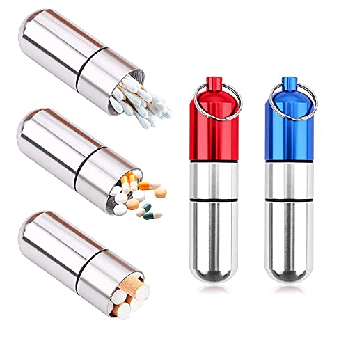 PhoenixDN 3 Stks Waterdichte Pillendoos, Sleutelring Pillendoos, Aluminium Pillendoosje, Draagbare Pillendoosjes, Pillendoosje met Sleutelhanger, voor Buitengebruik, Vissen, Kamperen, Wandel - Afbeelding 4