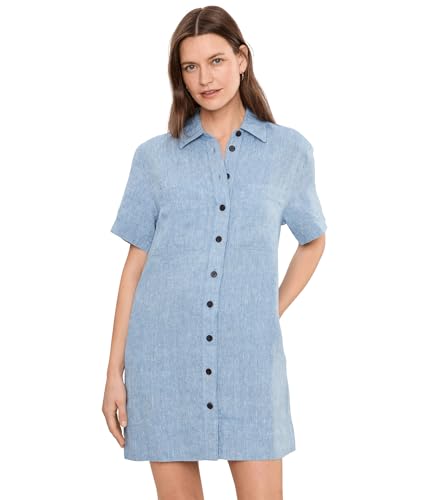 Madewell Womens Relaxed Mini Shirtdress in 100% Linen Sunfaded Blue XL (Womens 14-16) One Size