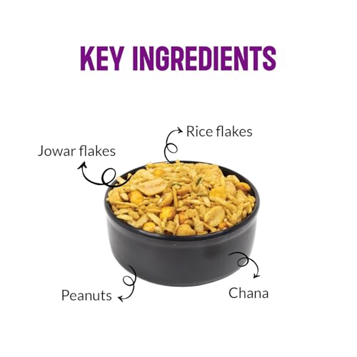 Image of Roasty Tasty Diet Chivda | Gluten-Free Roasted Chiwda with Rice & Jowar Flakes | No Onion No Garlic Millet Namkeen | Light & Crunchy Tea-Time Roasted Non Fried Snack | Low Calorie Palm Oil Free Namkeen | 100g x 4 Packs | Indian Mixture
